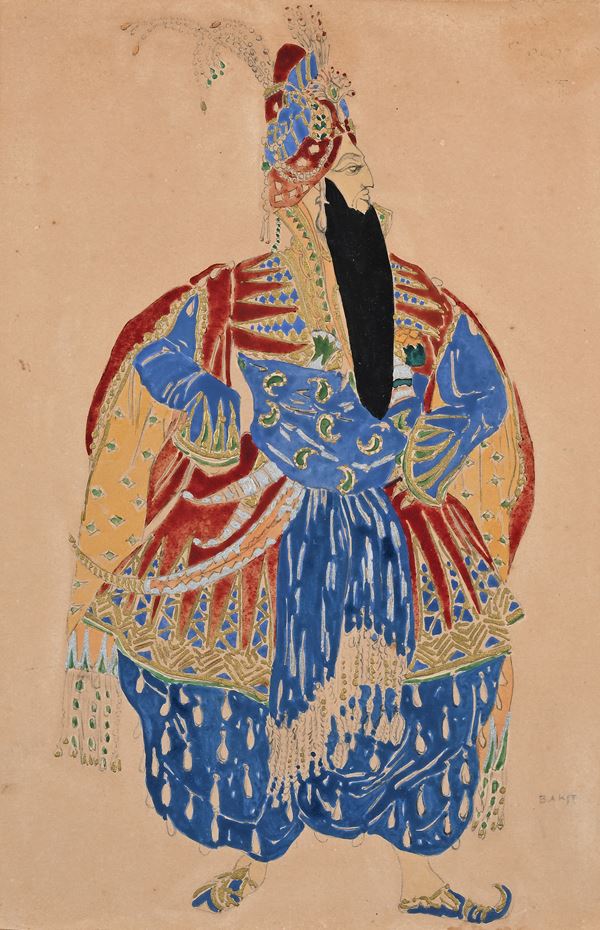 Studio di costume per il sultano Shariar nel balletto Shéhérazade