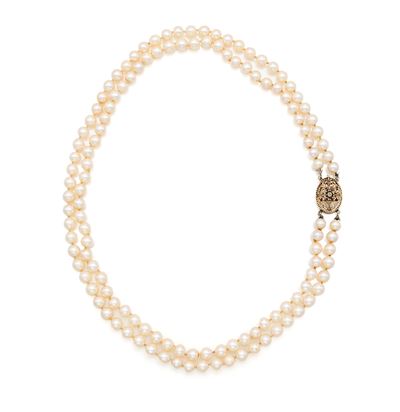 Collana a Due Fili di Perle Oro e Zaffiri
