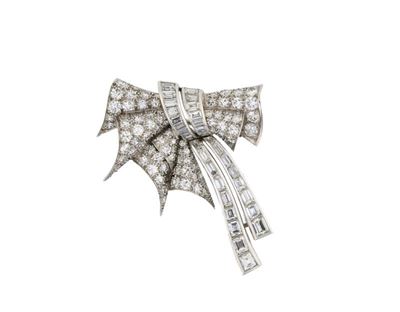 Spilla in Oro Bianco con Diamanti Baguette