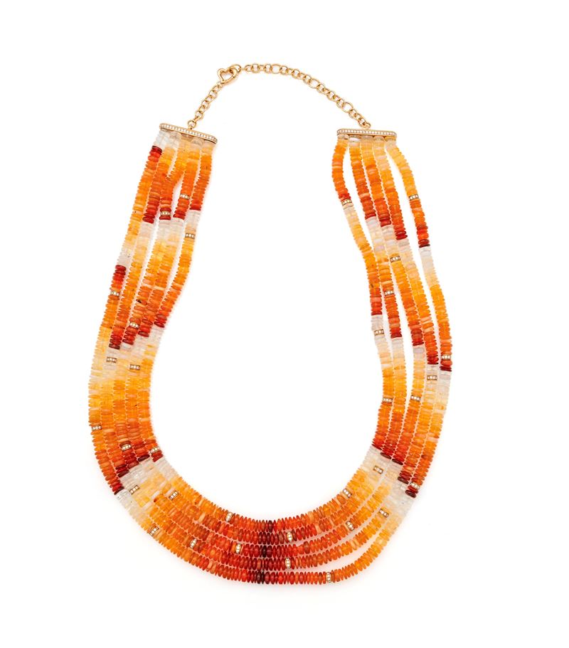 Collana in Oro, Brillanti, Opali Nobili e Opali di Fuoco.
