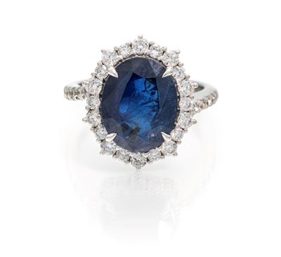 Anello in Oro, Zaffiro e Brillanti