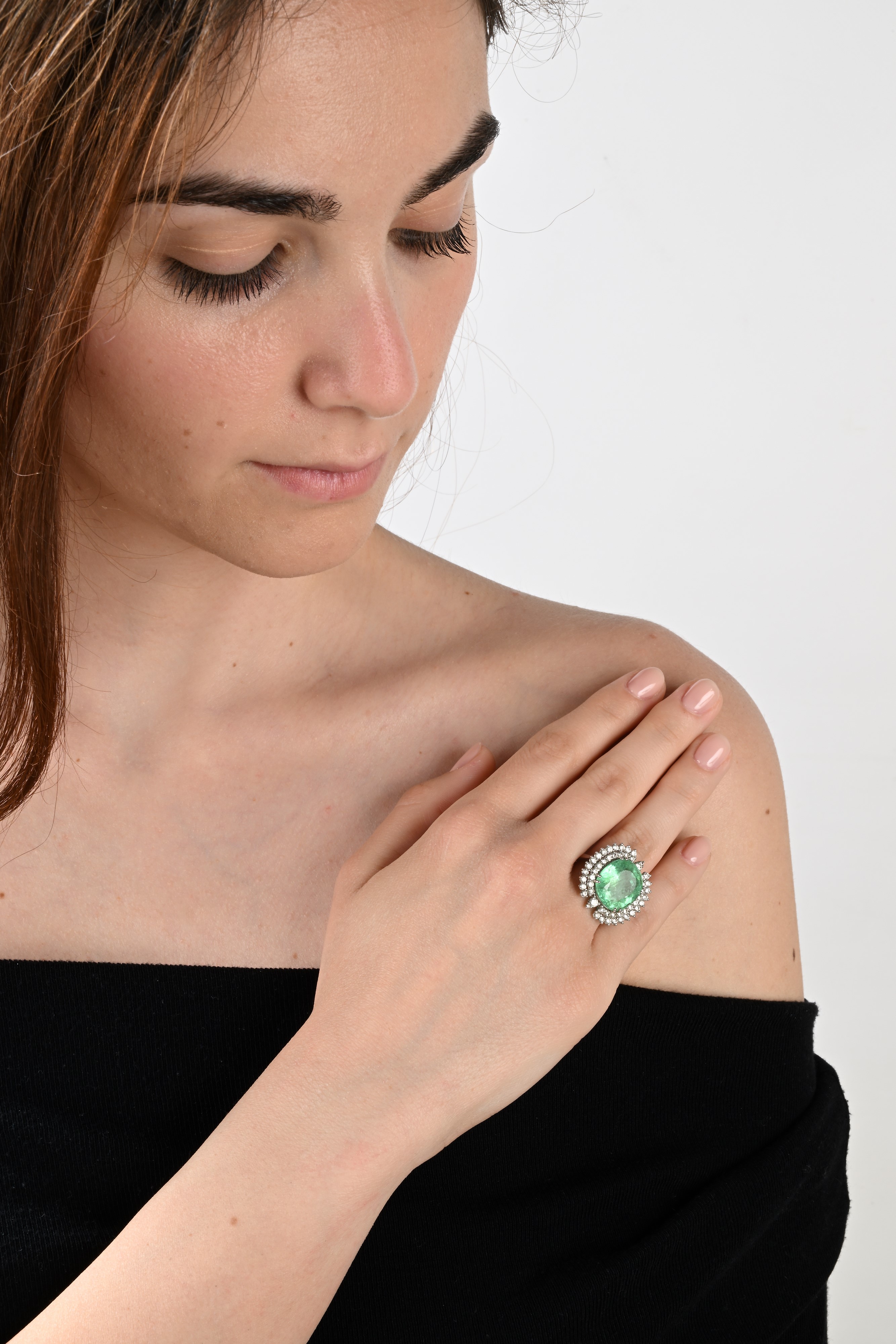 Anello in Oro, Tormalina Paraiba e Brillanti