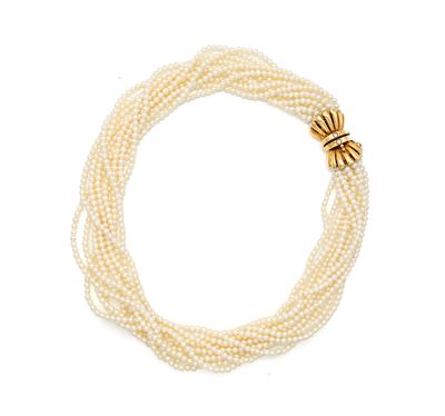 Collana Torchon Microperle, Oro e Brillanti