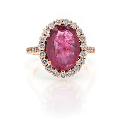 Anello in Oro Rosa, Brillanti e Rubino