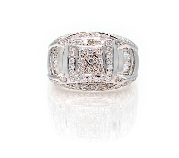 Anello da uomo a fascione in oro e brillanti