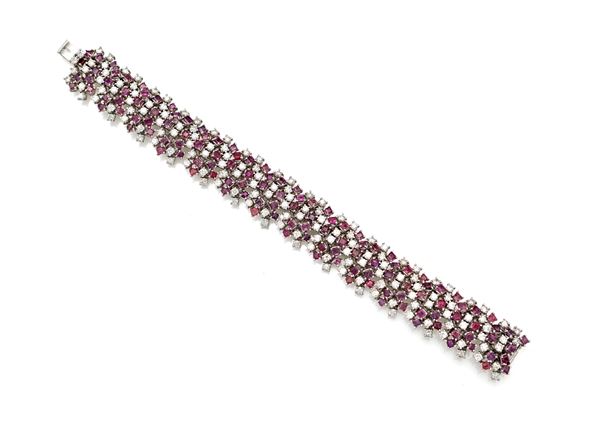 Bracciale in oro, brillanti e zaffiri rosa