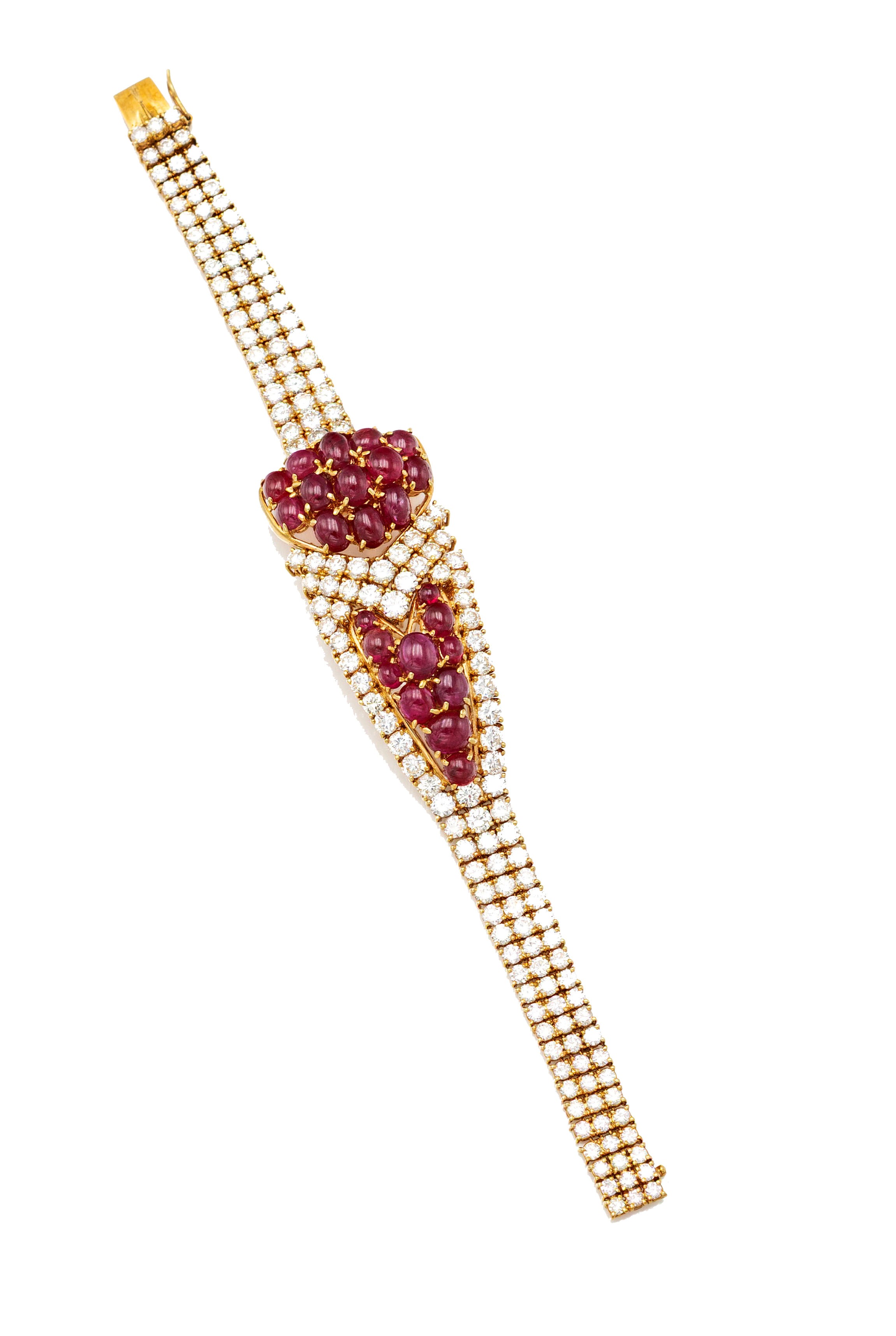 Importante Parure di Pettorale e Bracciale in Oro, Brillanti e Rubini Burma