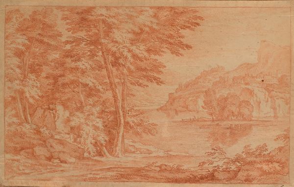 Scuola francese del XVIII secolo - Paesaggio arcadico