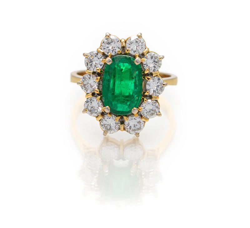 Anello in Oro, Smeraldo e Brillanti