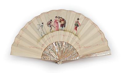Tabacchi, Ventaglio in madreperla con figure in maschera, fine del XIX secolo