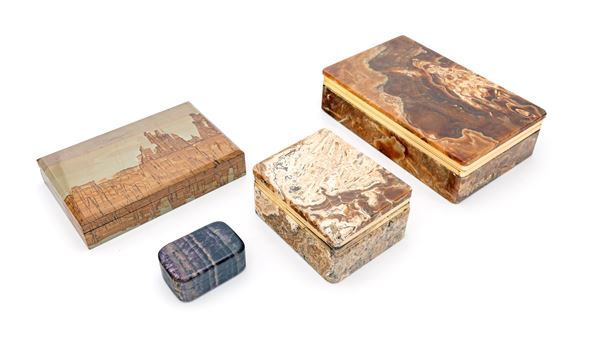 Quattro scatole rettangolari in pietra dura