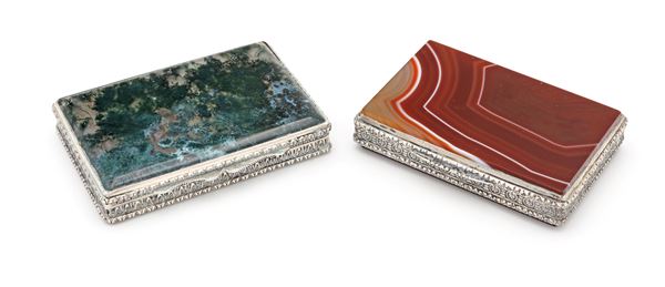 Due portasigarette in argento e pietre dure