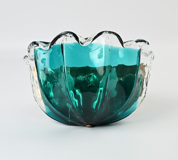 Applique in vetro di Murano verde e trasparente