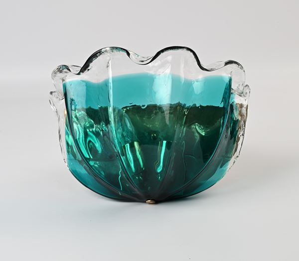 Applique in vetro di Murano verde e trasparente