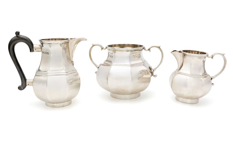 Caffettiera, Zuccheriera e Lattiera in Argento, Londra, 1904 e 1905