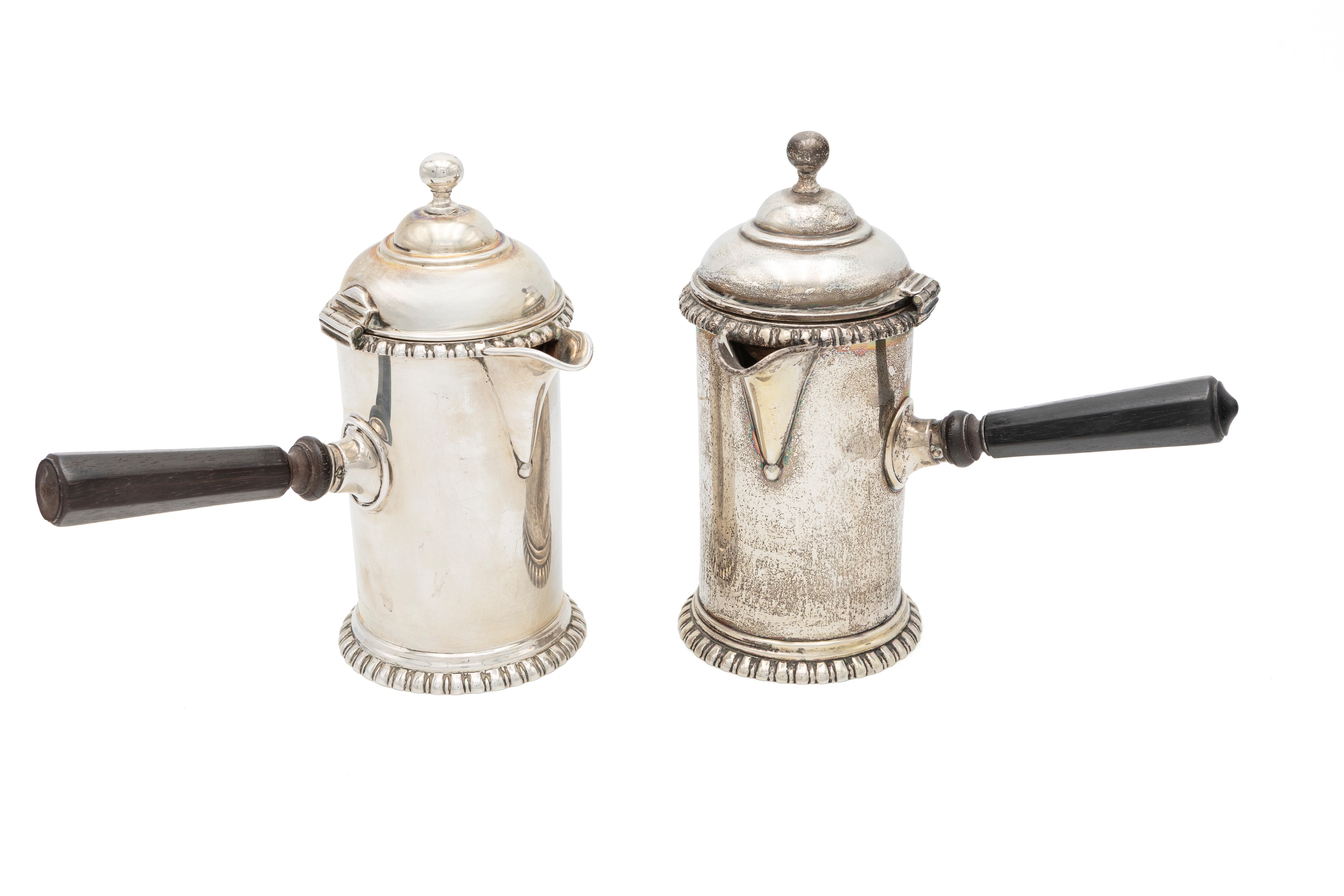 Coppia di Cioccolatiere Egoiste in Argento, Londra 1907
