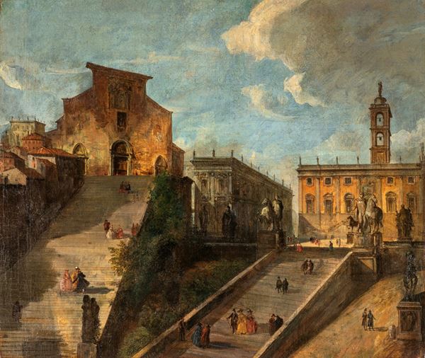 Scuola Romana del XVIII secolo - Veduta del Campidoglio