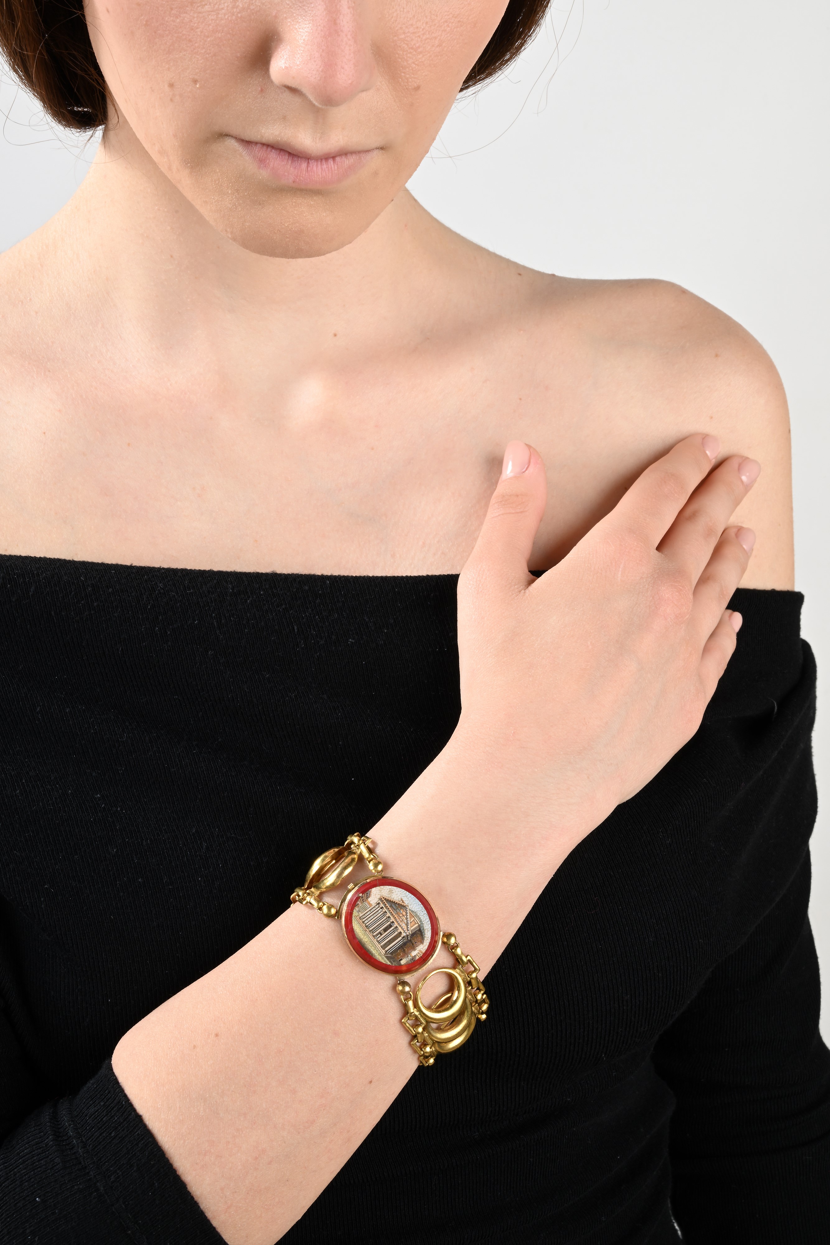 Bracciale Antico in Oro e Micromosaico