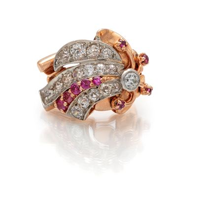 Anello in Oro, Diamanti e Zaffiri