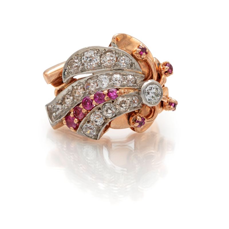 Anello in Oro, Diamanti e Zaffiri
