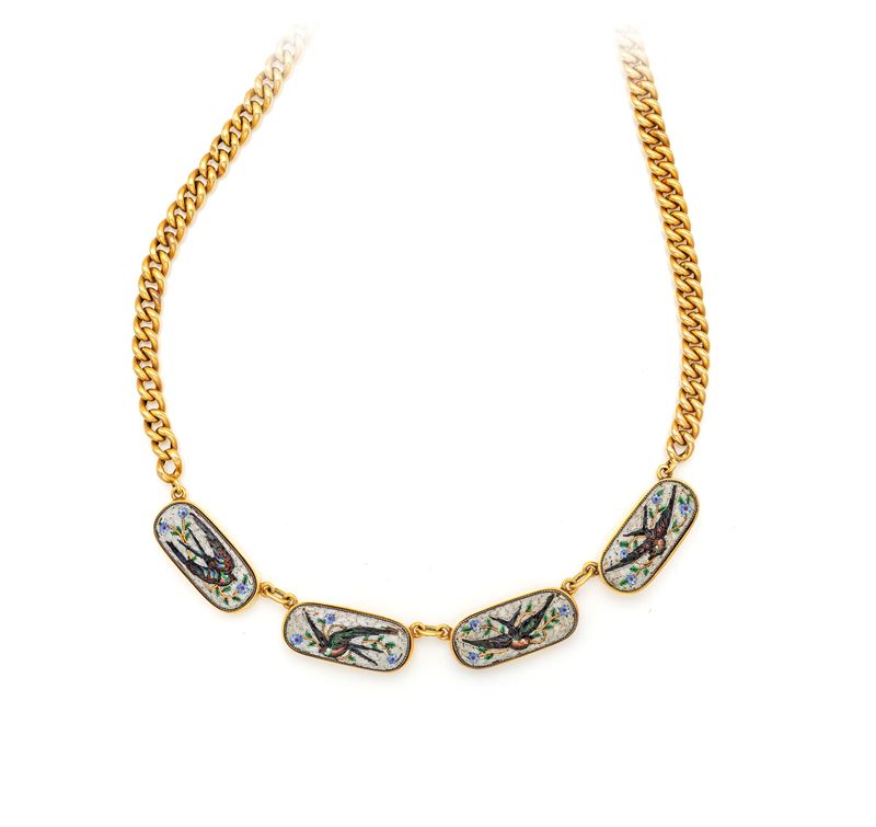 Collana in Oro con Elementi in Micromosaico