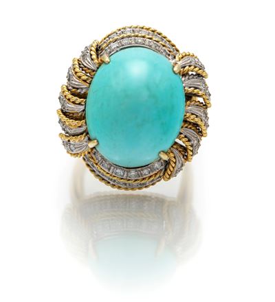 Anello in Oro, Turchese e Brillanti
