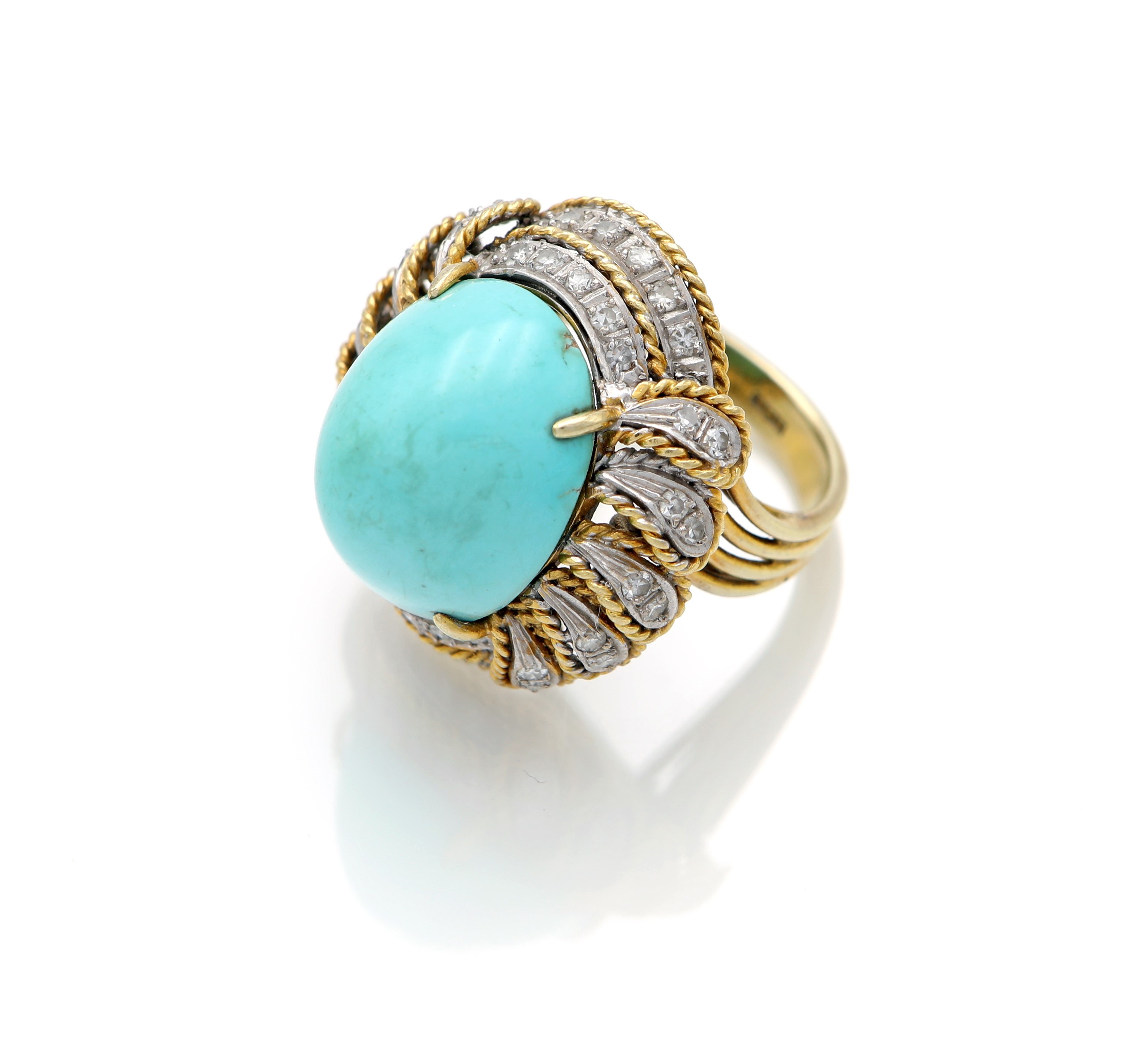 Anello in Oro, Turchese e Brillanti