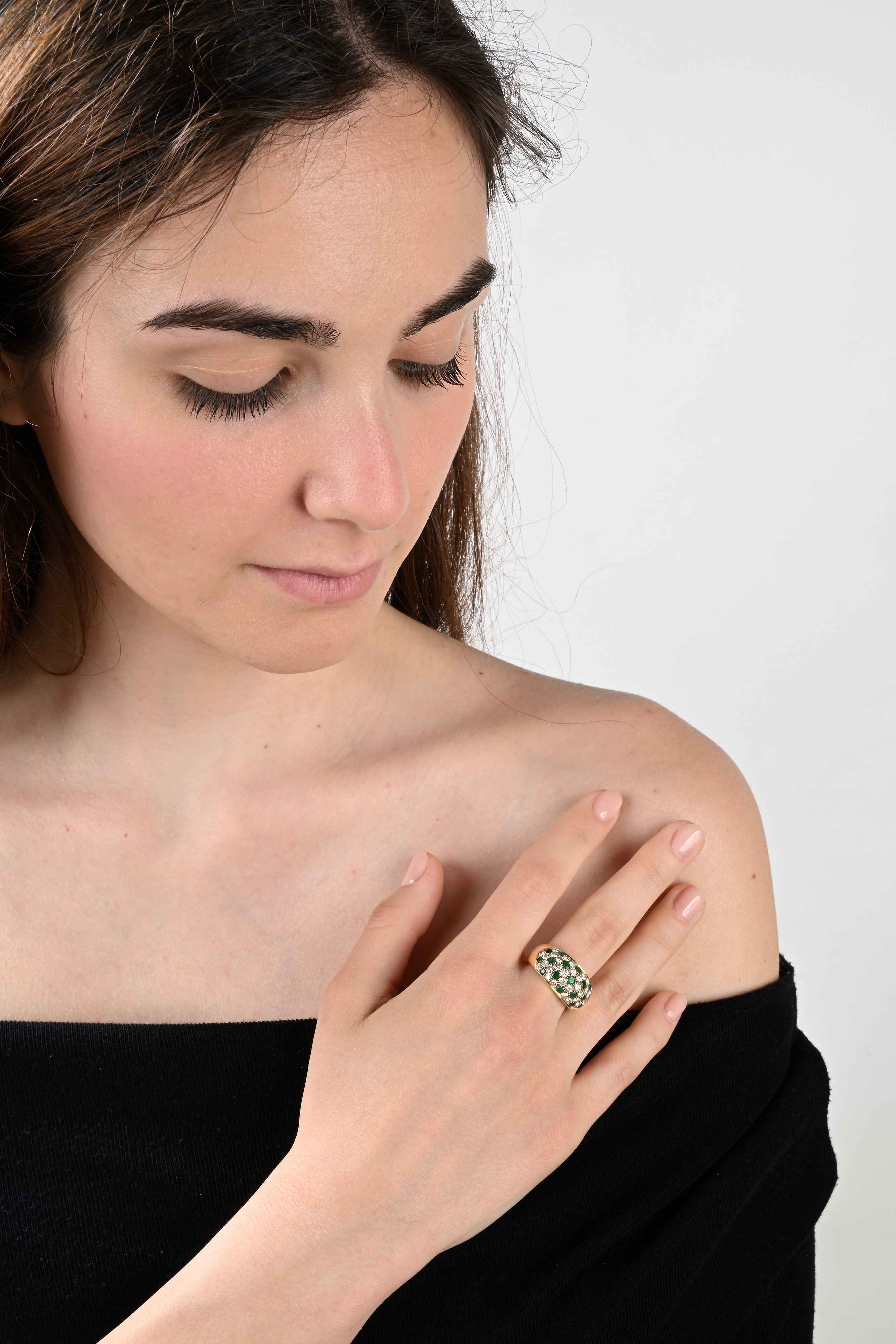 Anello a Cupola in Oro, Brillanti e Rubini
