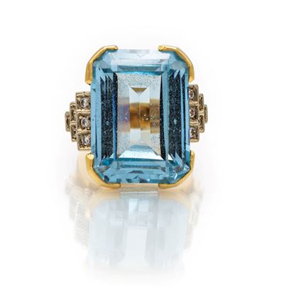 Anello in Oro, Topazio Azzurro e Brillanti