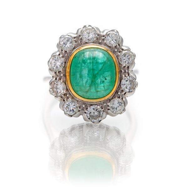 Anello in oro, brillanti e smeraldo