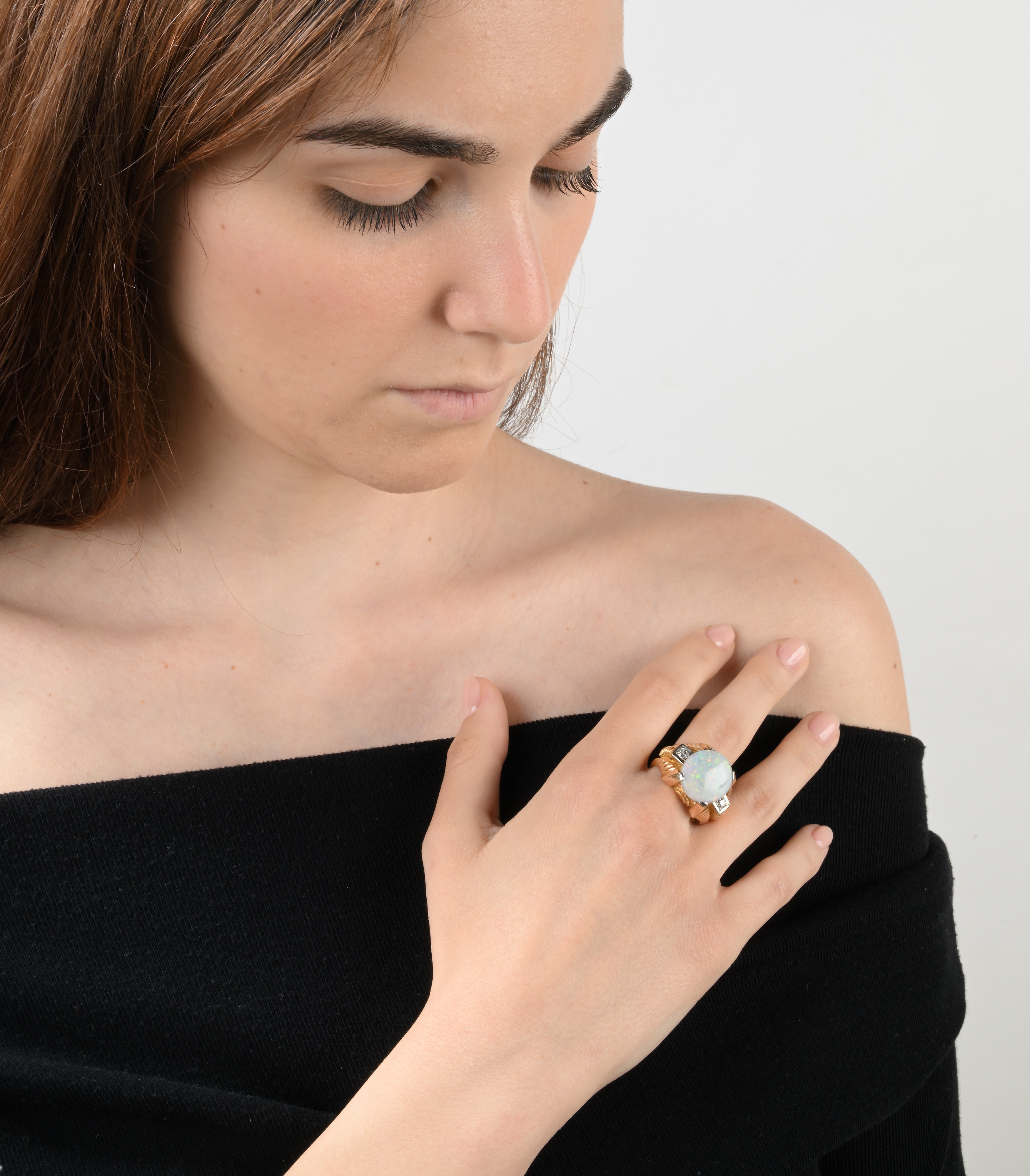 Anello da Uomo in Oro, Opale e Brillanti
