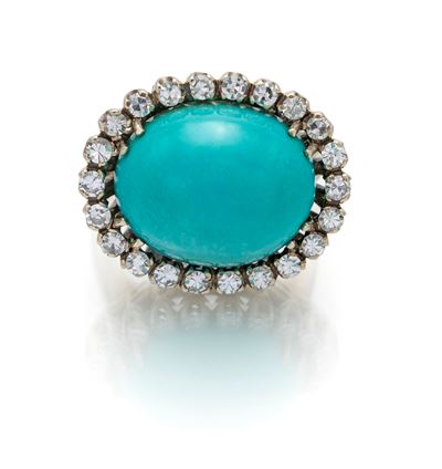 Anello in Oro, Turchese e Brillanti
