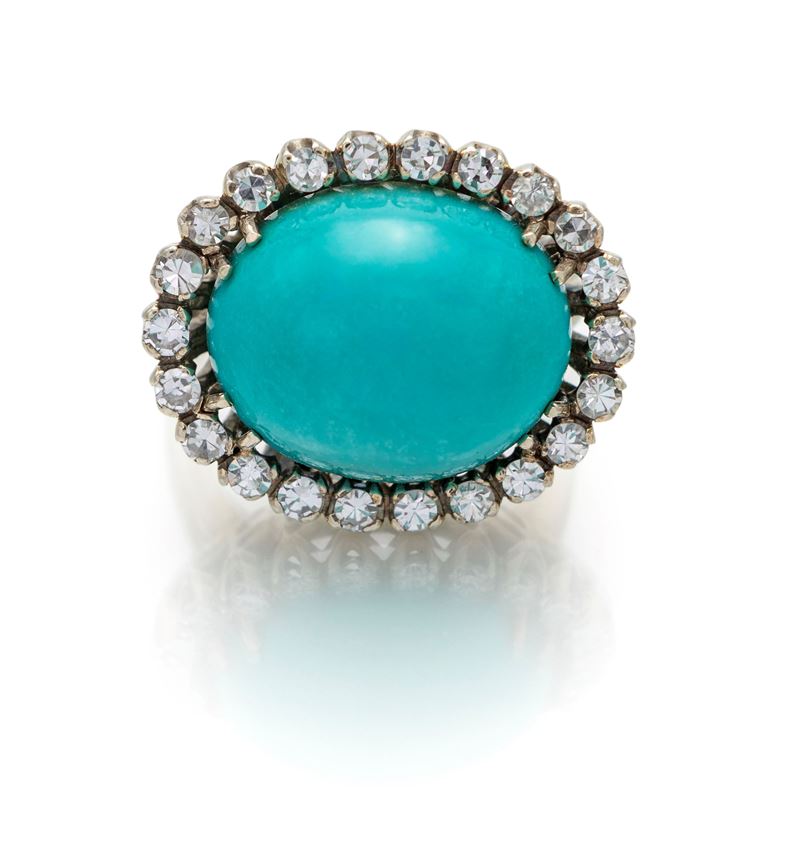 Anello in Oro, Turchese e Brillanti