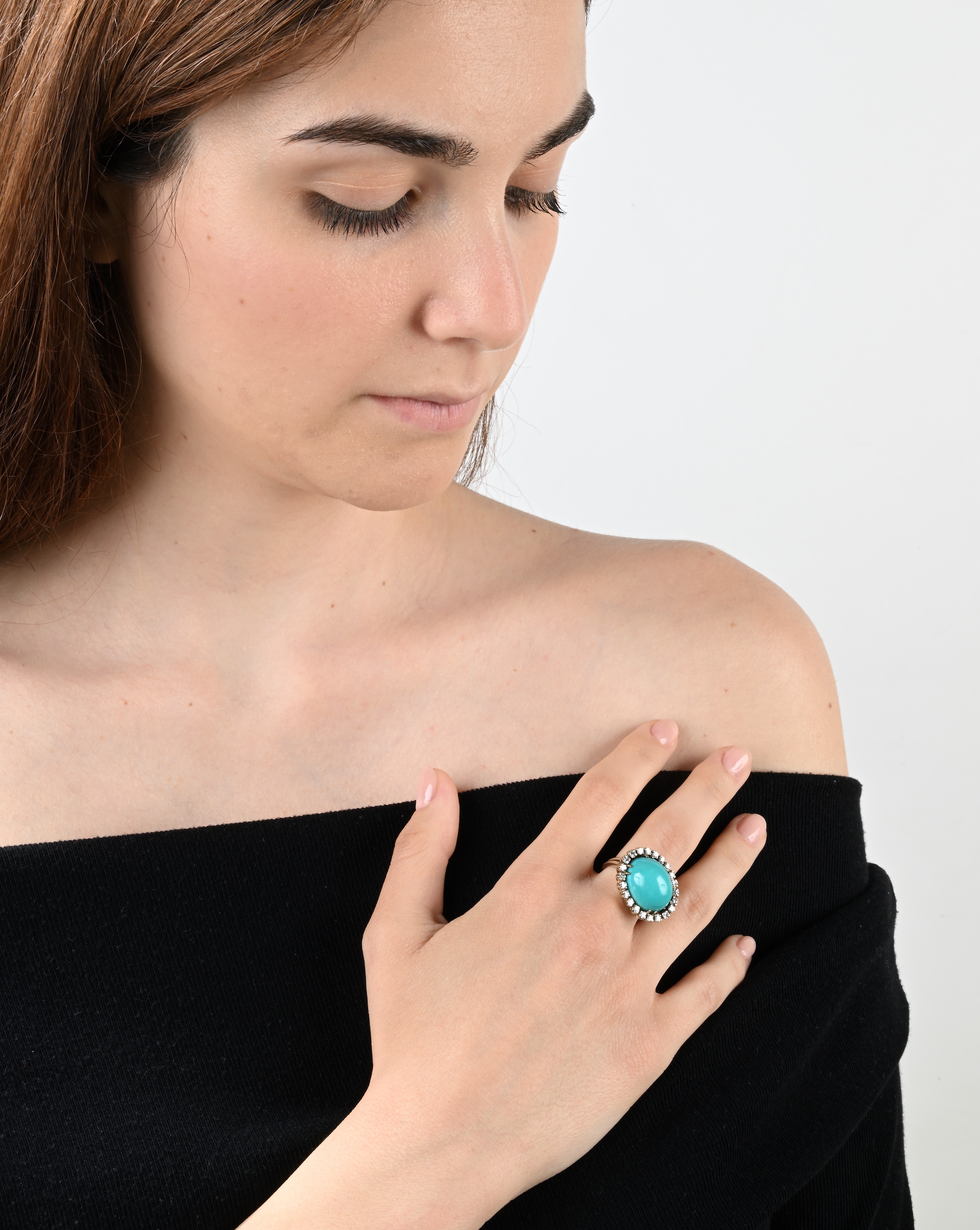 Anello in Oro, Turchese e Brillanti