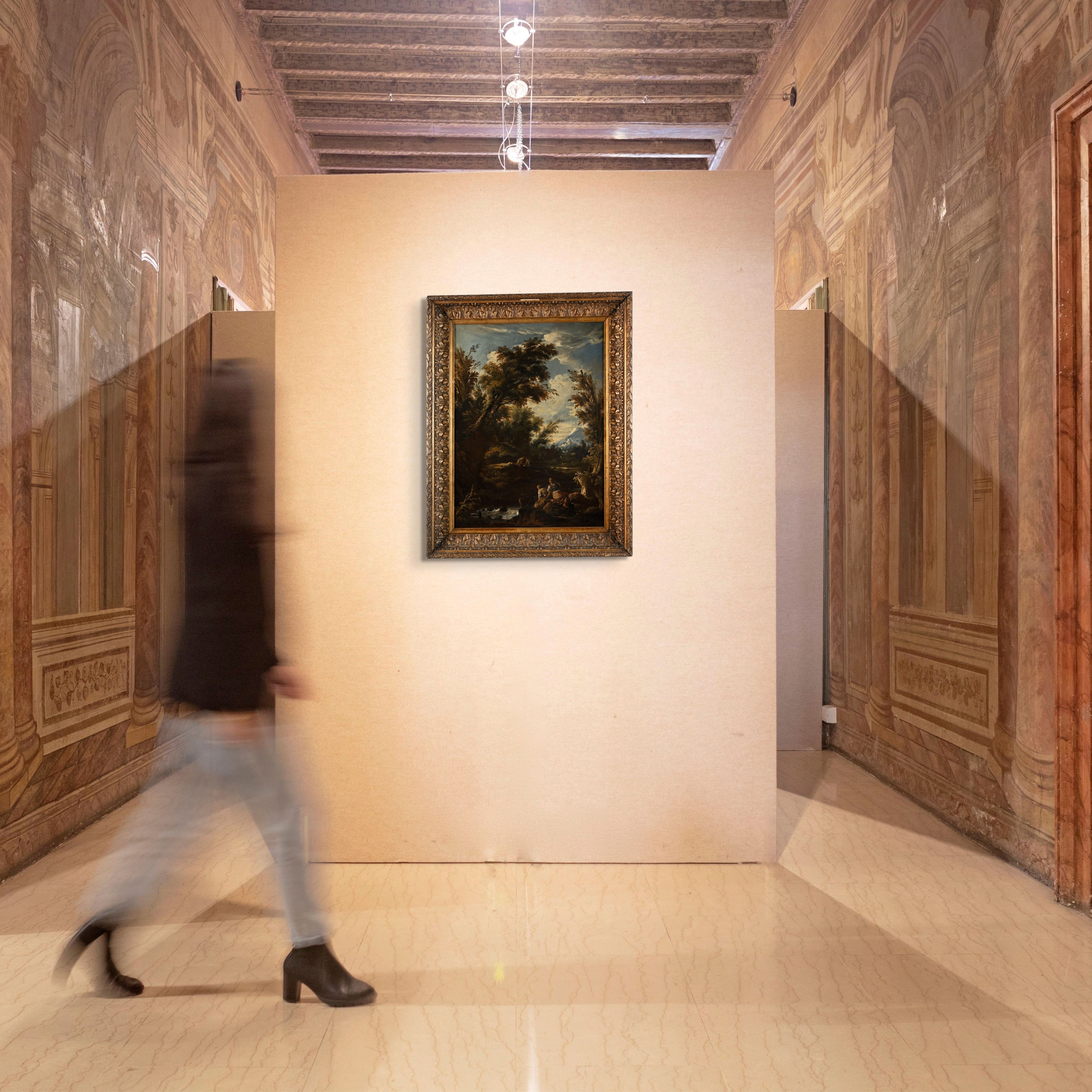 Antonio Francesco Peruzzini - Paesaggio Fluviale con Personaggi