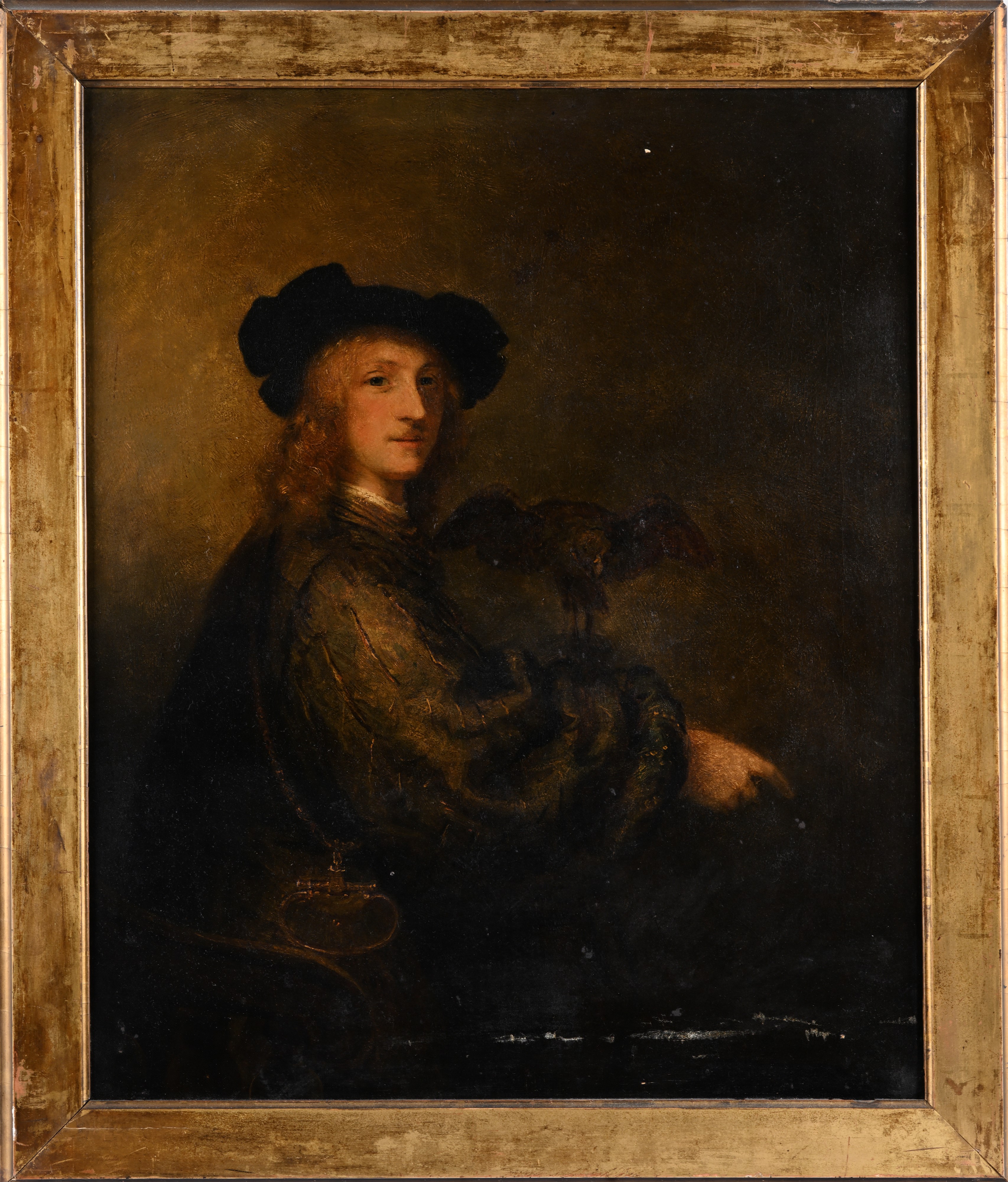 Pittore del XVIII Secolo - Ritratto di nobiluomo falconiere, olio su tela
