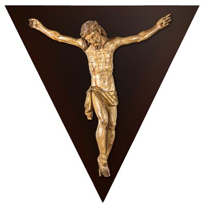 Scultura di Christus Patiens in Legno Laccato e Dorato, Bottega Umbra, Fine del XVI Secolo