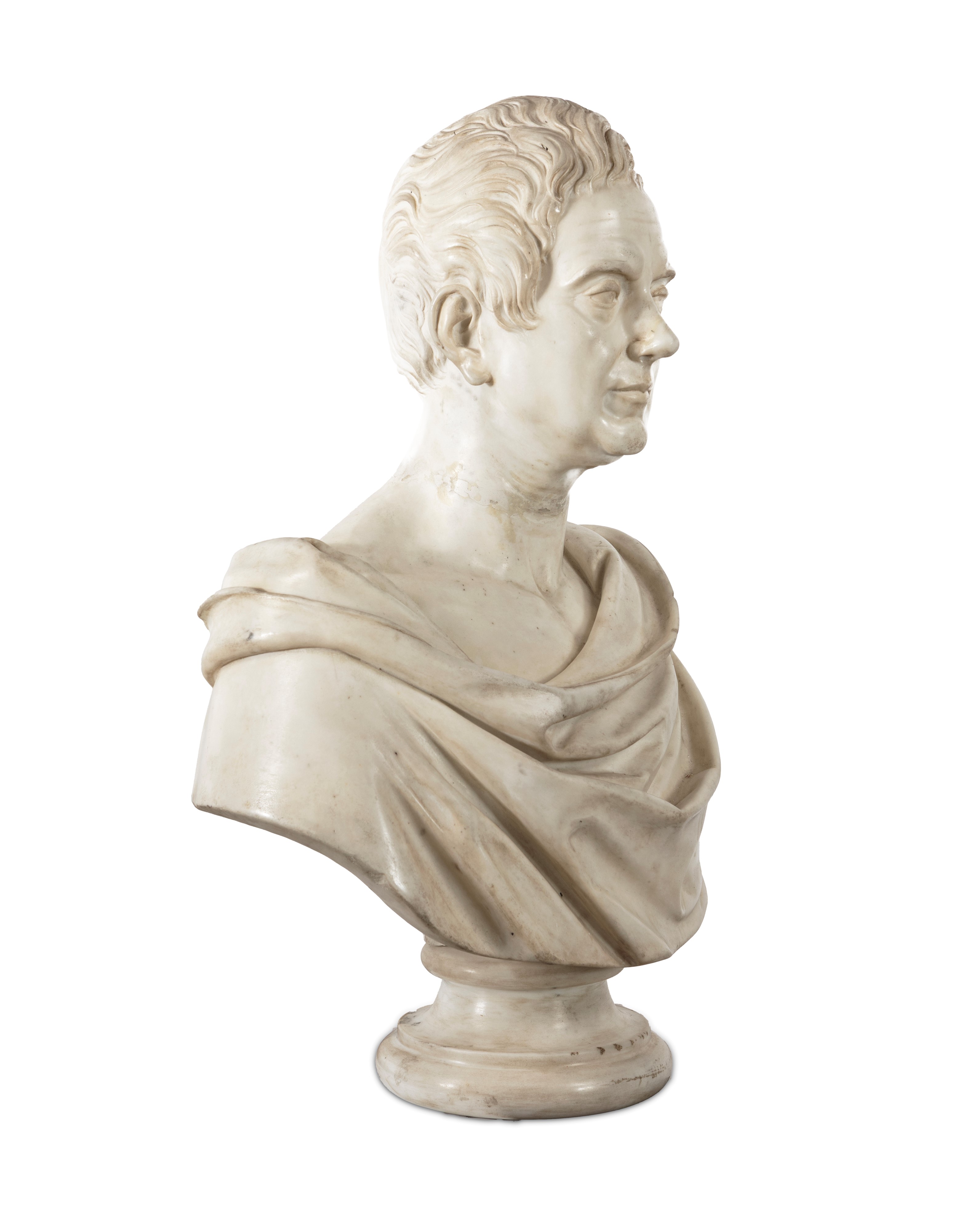 Scultore Neoclassico, Roma, Inizi del XIX Secolo - Ritratto di Gentiluomo in Veste da Antico Roma...