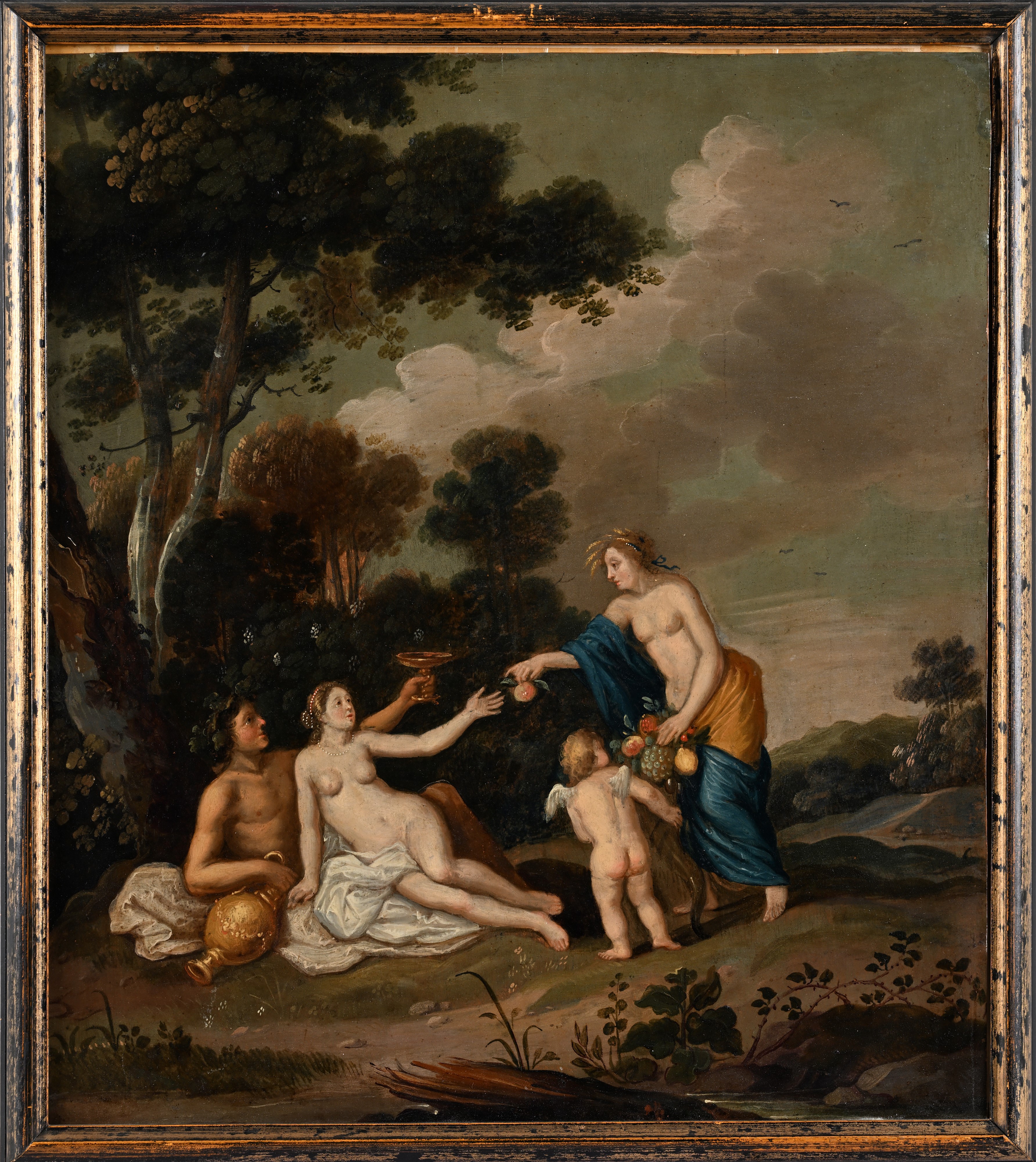 Pittore del XVIII Secolo - Coppia di Olii su Rame con Scene Mitologiche (mercurio)