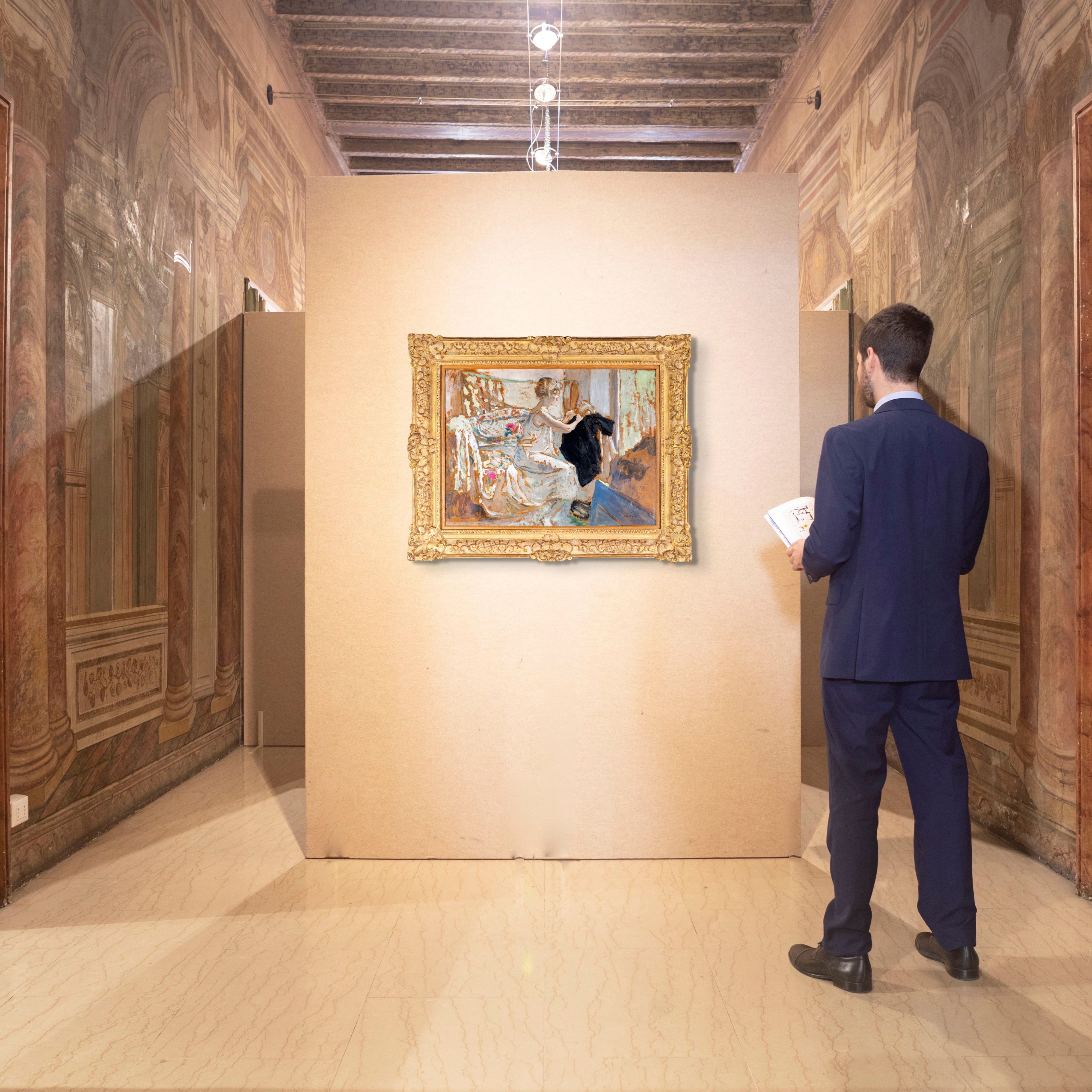 Édouard Vuillard - La jupe noire, olio su cartone riportato su tavola parchettata