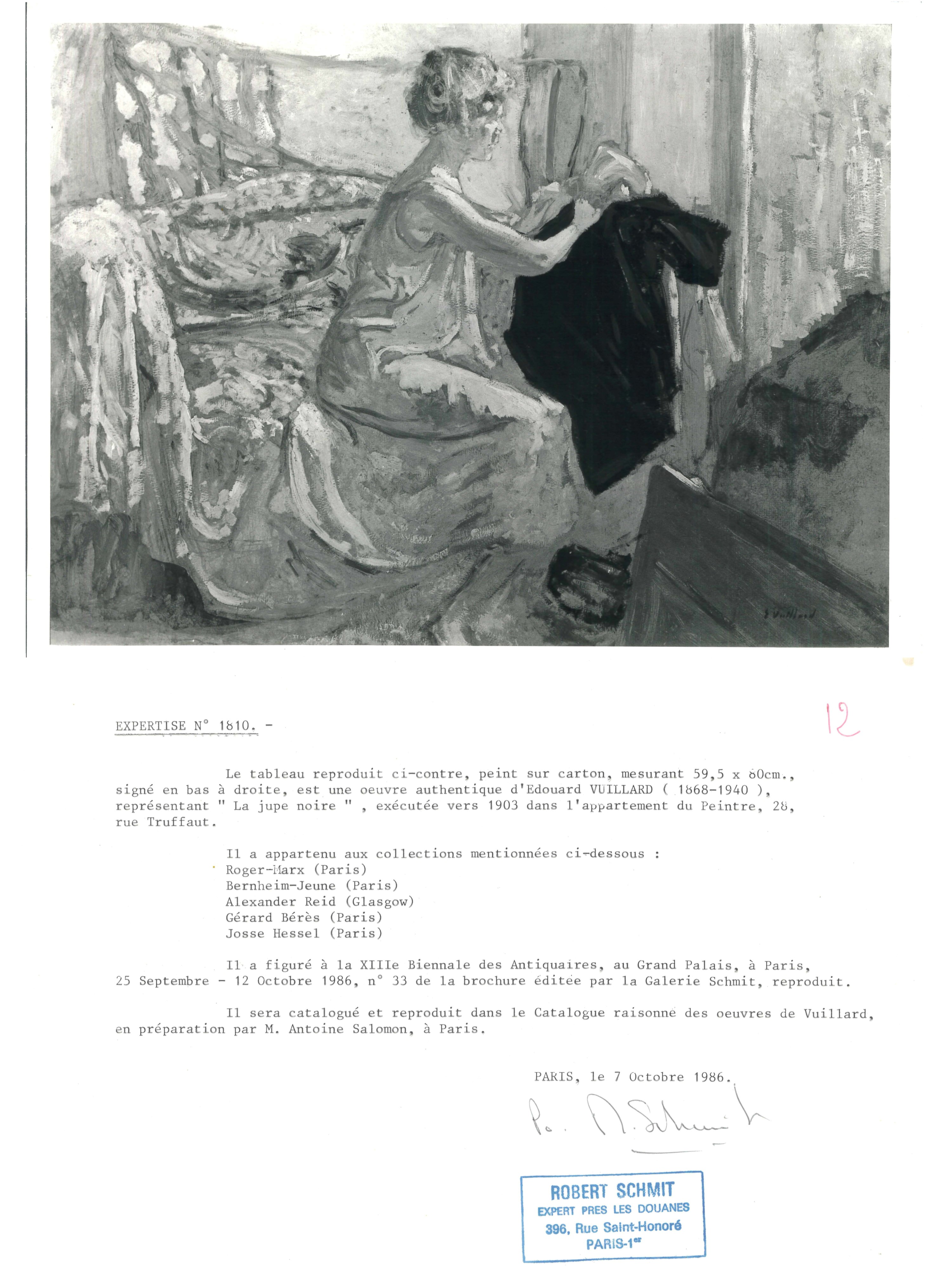 Édouard Vuillard - La jupe noire, olio su cartone riportato su tavola parchettata