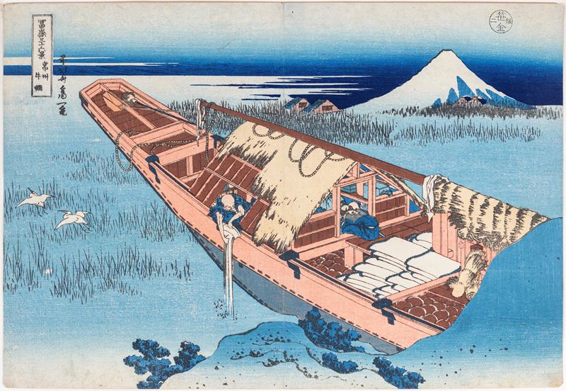Katsushika Hokusai - Jōshū Ushibori (Ushibori nella provincia di Hitachi), stampa xilografica