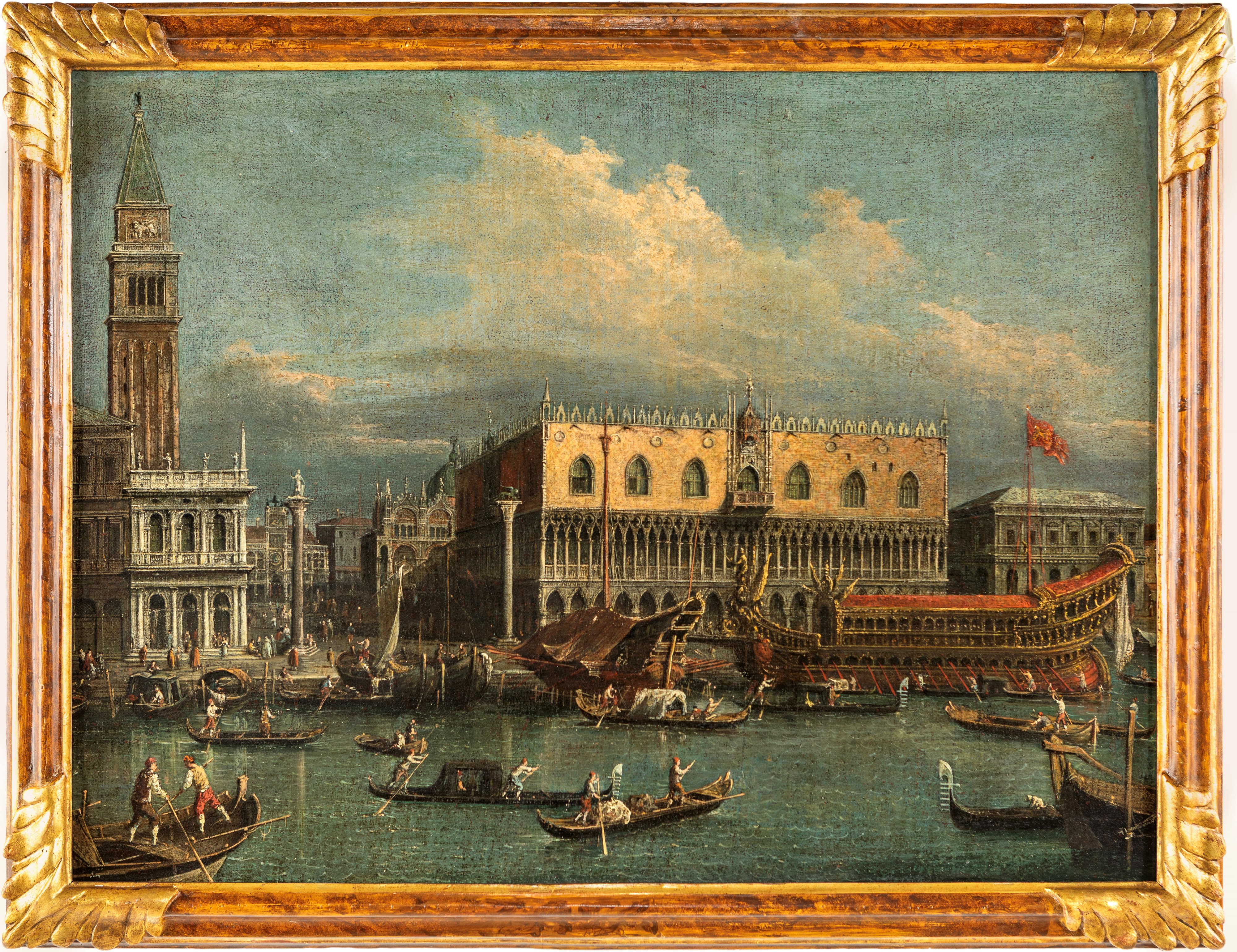 Pittore Veneto del XVIII Secolo - Veduta del Palazzo Ducale e della Piazzetta dal bacino di San M...