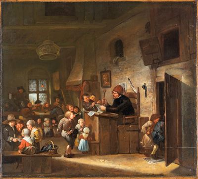 Interno di una scuola, olio su tela