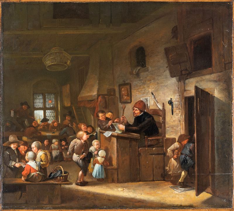 Egbert Van Heemskerck il Vecchio - Interno di una scuola, olio su tela
