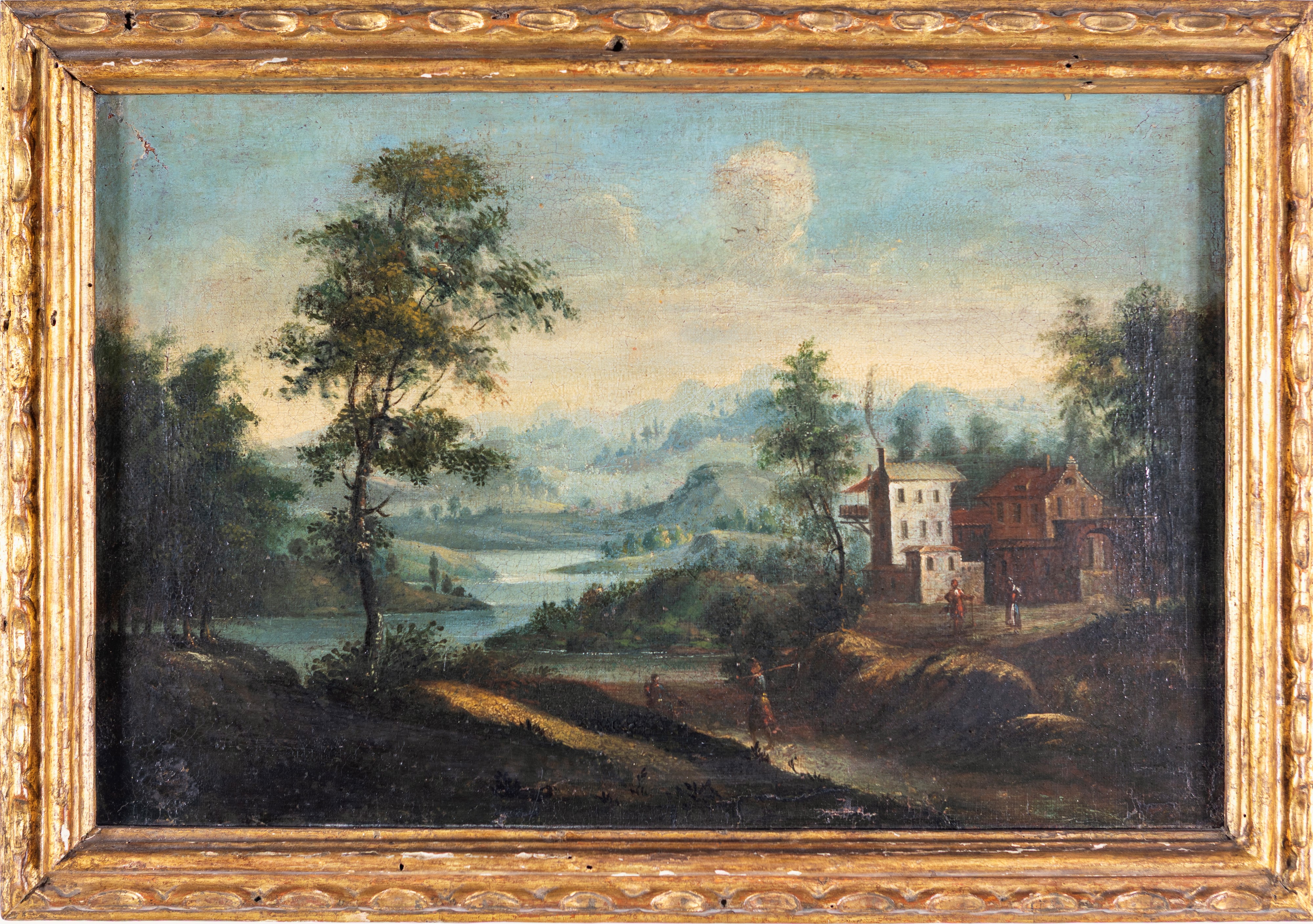 Paesaggio collinare con fiume e caseggiati