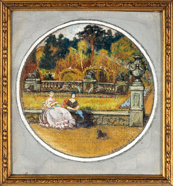 J. B. Corbon (?), scuola europea prima metà del XX secolo - Due dame in villa