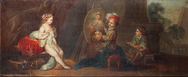 Interno con giovane pittore, allievo e modella