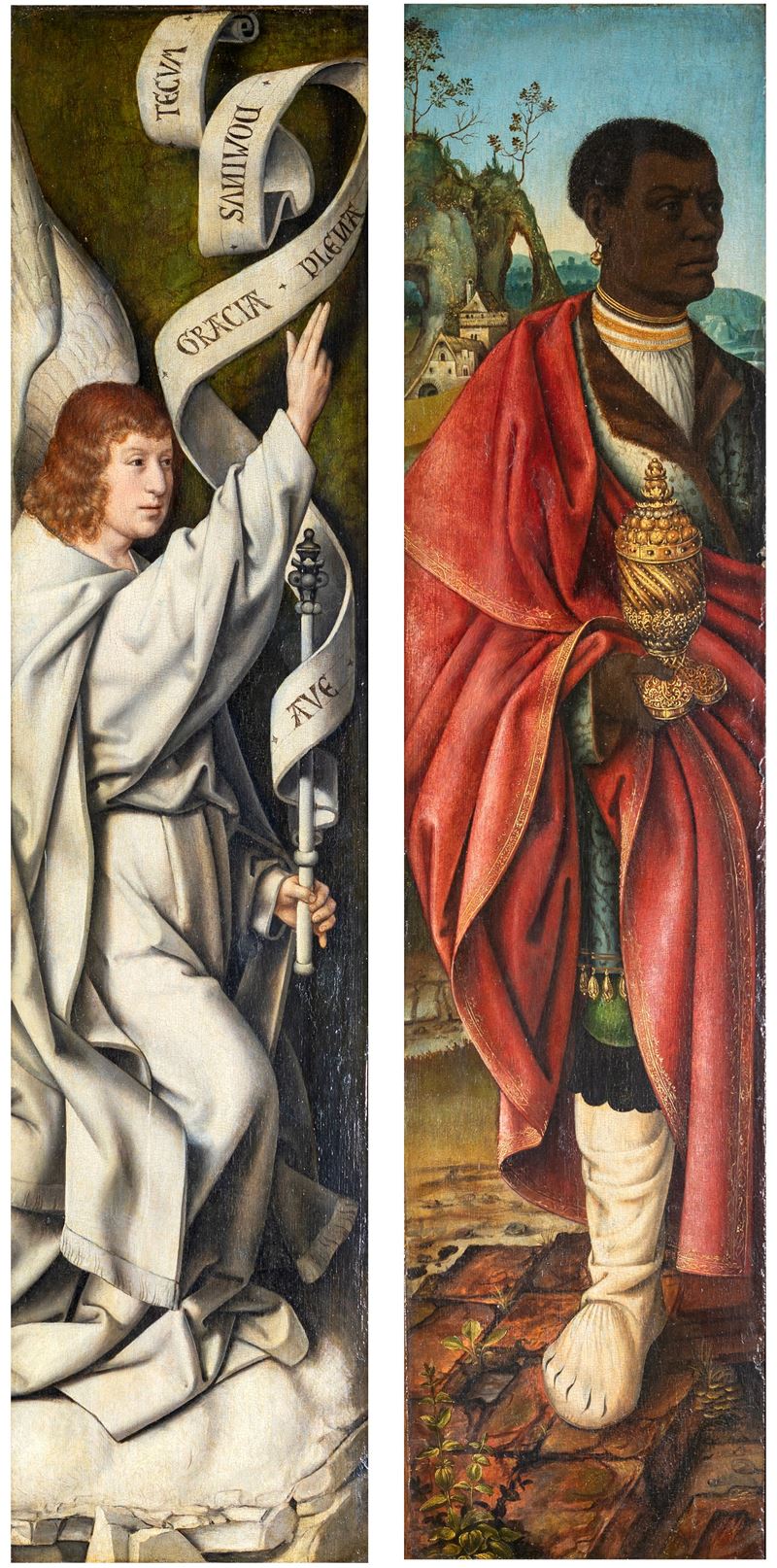Maestro di Francoforte - San Gabriele Arcangelo e Re Magio, olio e tempera su tavola