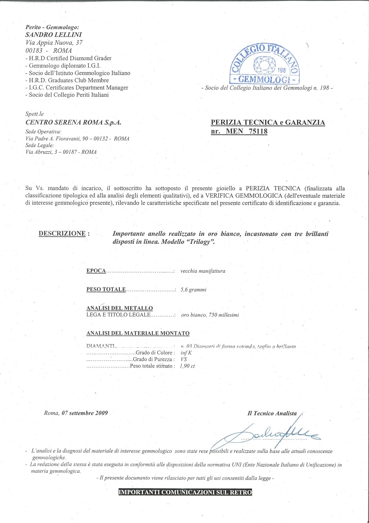 Anello trilogy in oro e brillanti